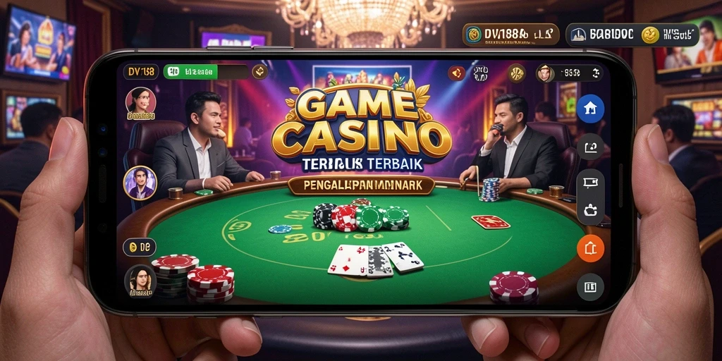 Screenshot gameplay Live Casino dengan dealer langsung dan suasana menegangkan.