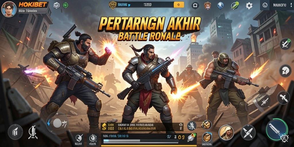 Gameplay mendebarkan dalam pertempuran Battle Royale HOKIBET.