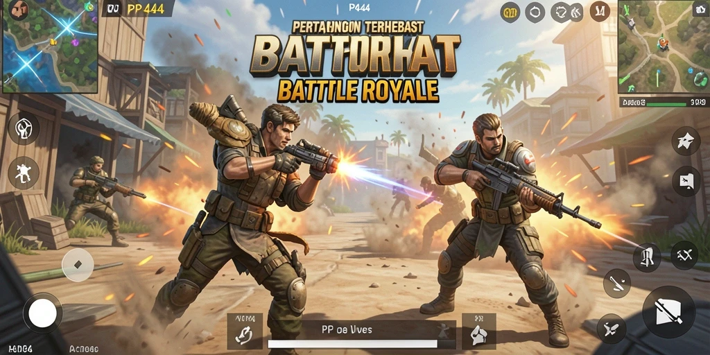 Tampilan seru gameplay PP444 dalam pertempuran Battle Royale.