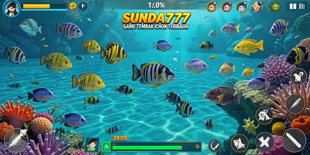 Tampilan gameplay SUNDA777 dengan grafik menawan dan aksi Tembak Ikan yang seru.